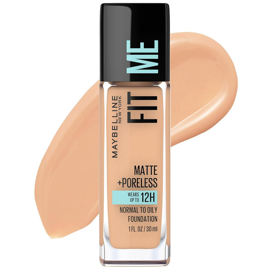 Maybelline Fit Me Matte + Poreless Liquid Oil-Free Foundation Makeup, Buff Beige