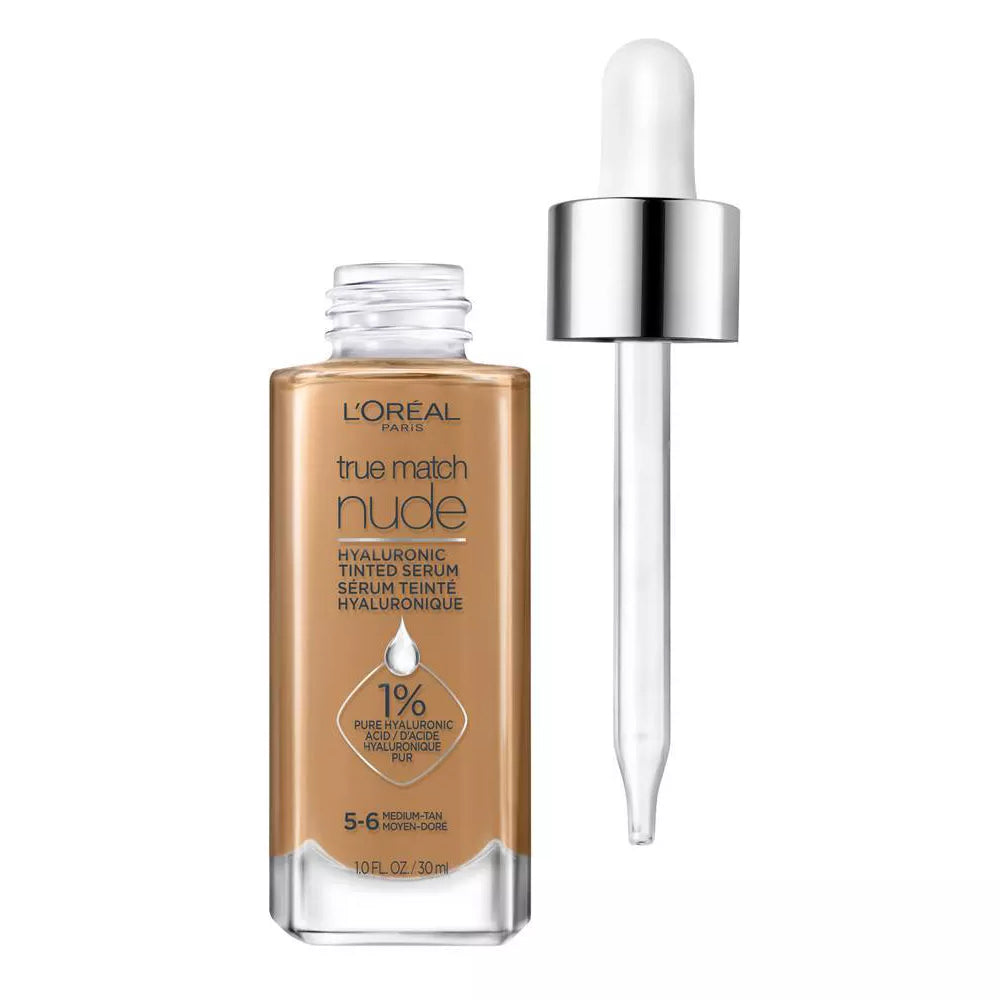 L'Oreal Paris True Match Nude Hyaluronic Tinted Serum Foundation, Medium 4-5, 1 fl. oz.