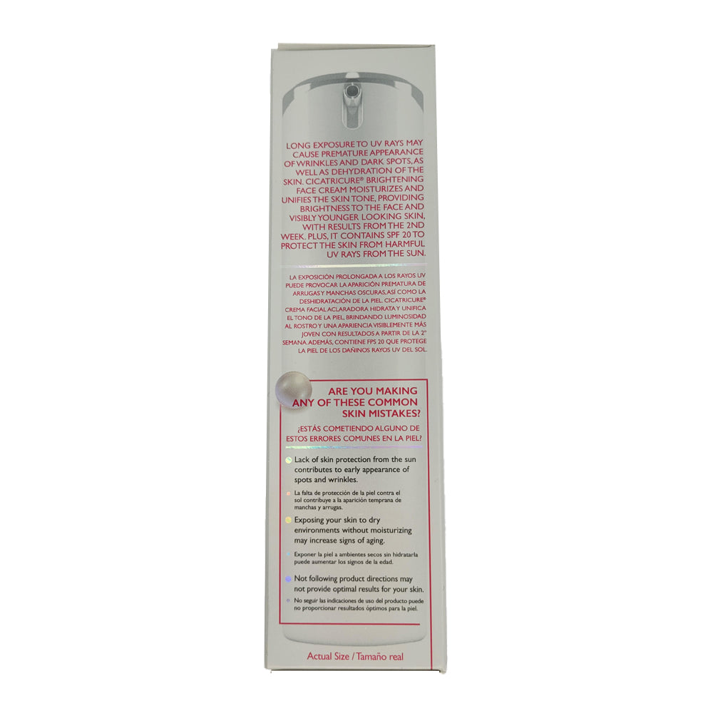 Cicatricure Brightening Face Cream. Moisturizes and Reduces Wrinkles. 1.6 fl.oz