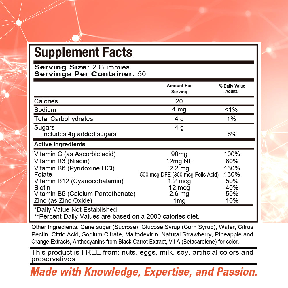 Health Dose Multivitamin Dose Adults 100 Gummies Strawberry Orange Pinaple