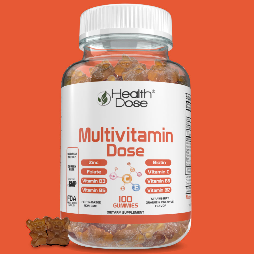 Health Dose Multivitamin Dose Adults 100 Gummies Strawberry Orange Pinaple
