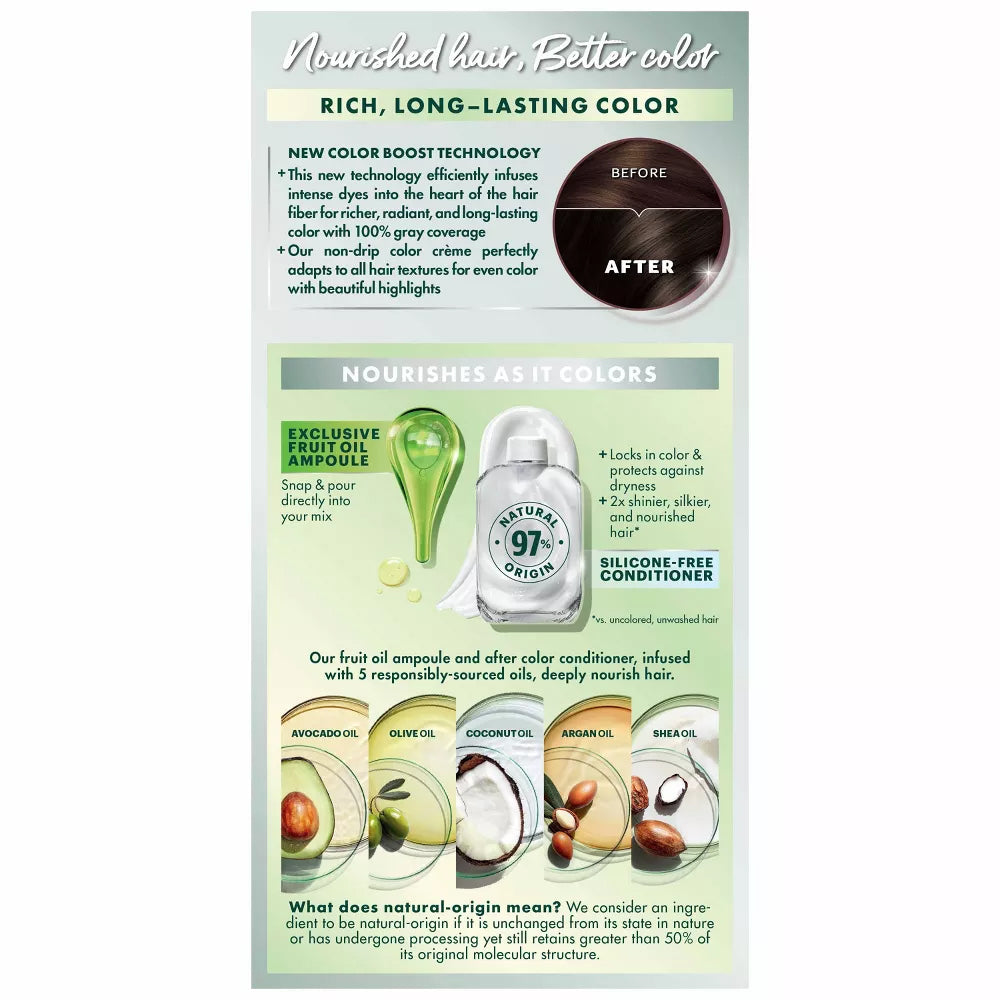 Garnier Nutrisse Nourishing Hair Color Crème. Permanent Dye. 30 Darkest Brown