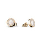 Bering Set. Gold Steel with White Crystal Necklace and Ear Studs. 427-707-Gold