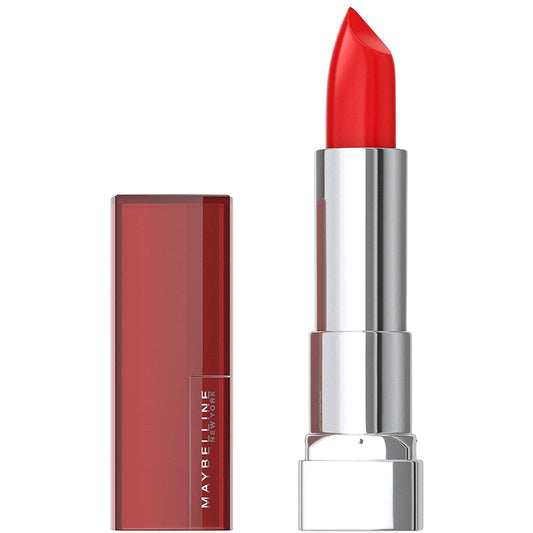 Maybelline Color Sensational Lipstick. Cream Finish. On Fire Red [895]. 0.15 oz