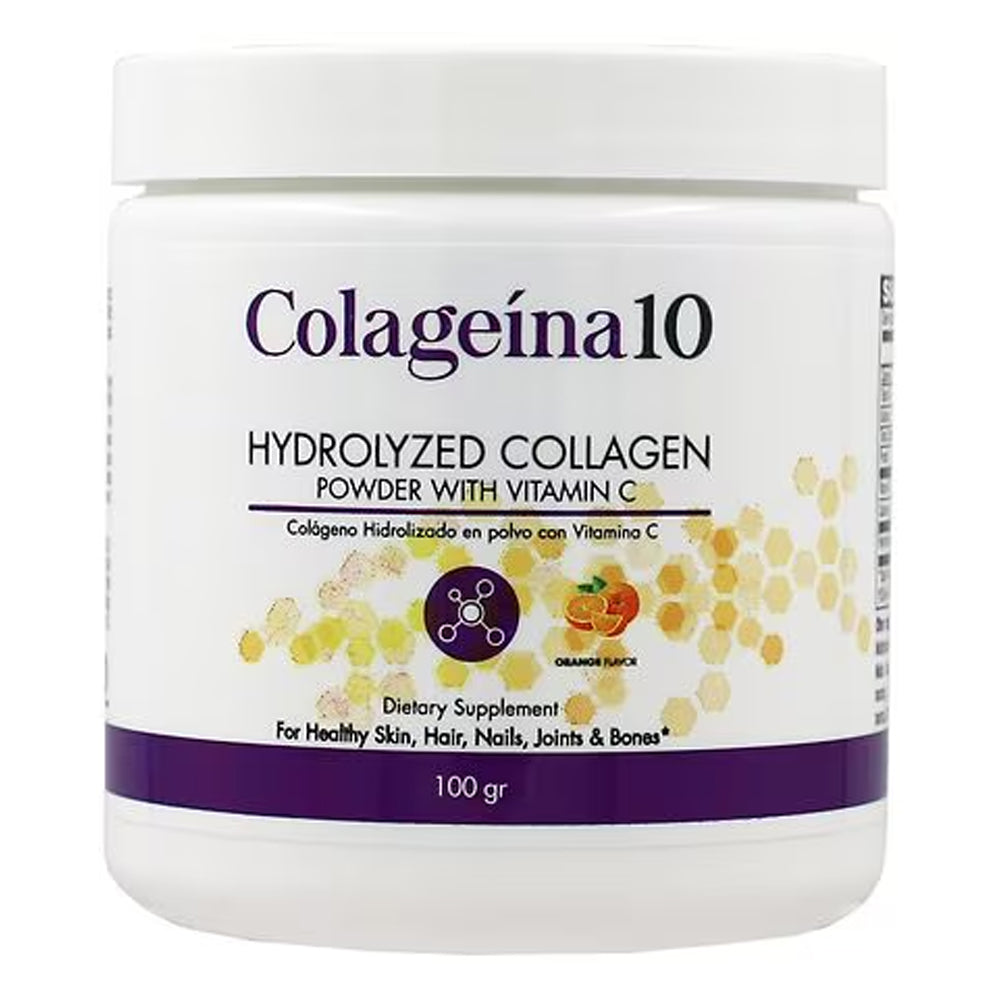 Colageina 10 Hydrolyzed Collagen Powder Supplement. Made with Vitamin C. 3.5 oz
