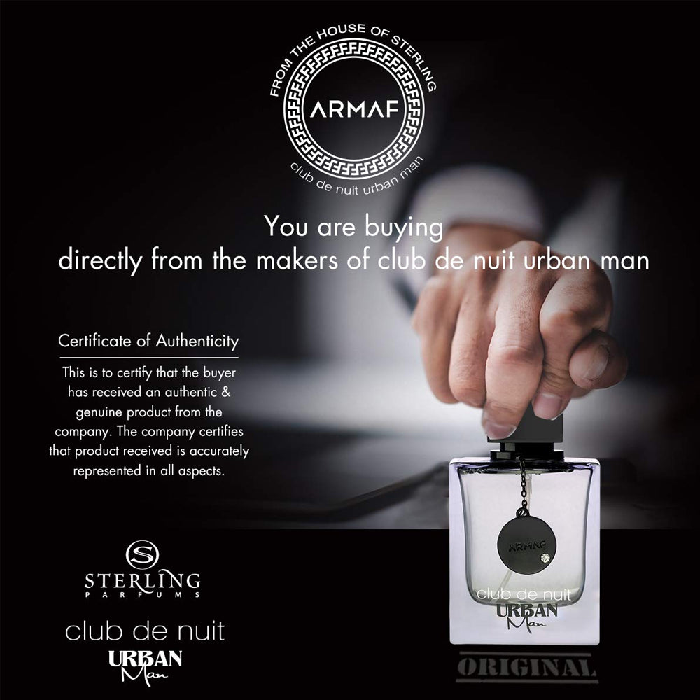 Armaf Club de Nuit Urban Eau de for Men, 3.6 Ounce.