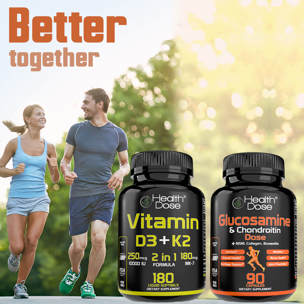 Health Dose Vitamin D3 + K2. 2 in 1 Formula. 180 Liquid Softgels