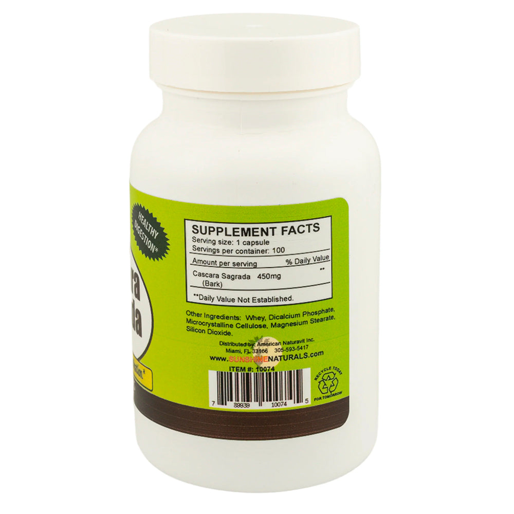 Sunshine Naturals Cascara Sagrada 450 Mg 100 Capsules