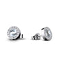 Bering Set. Silver Steel, White Crystal Necklace and Ear Studs. 429-711-Silver