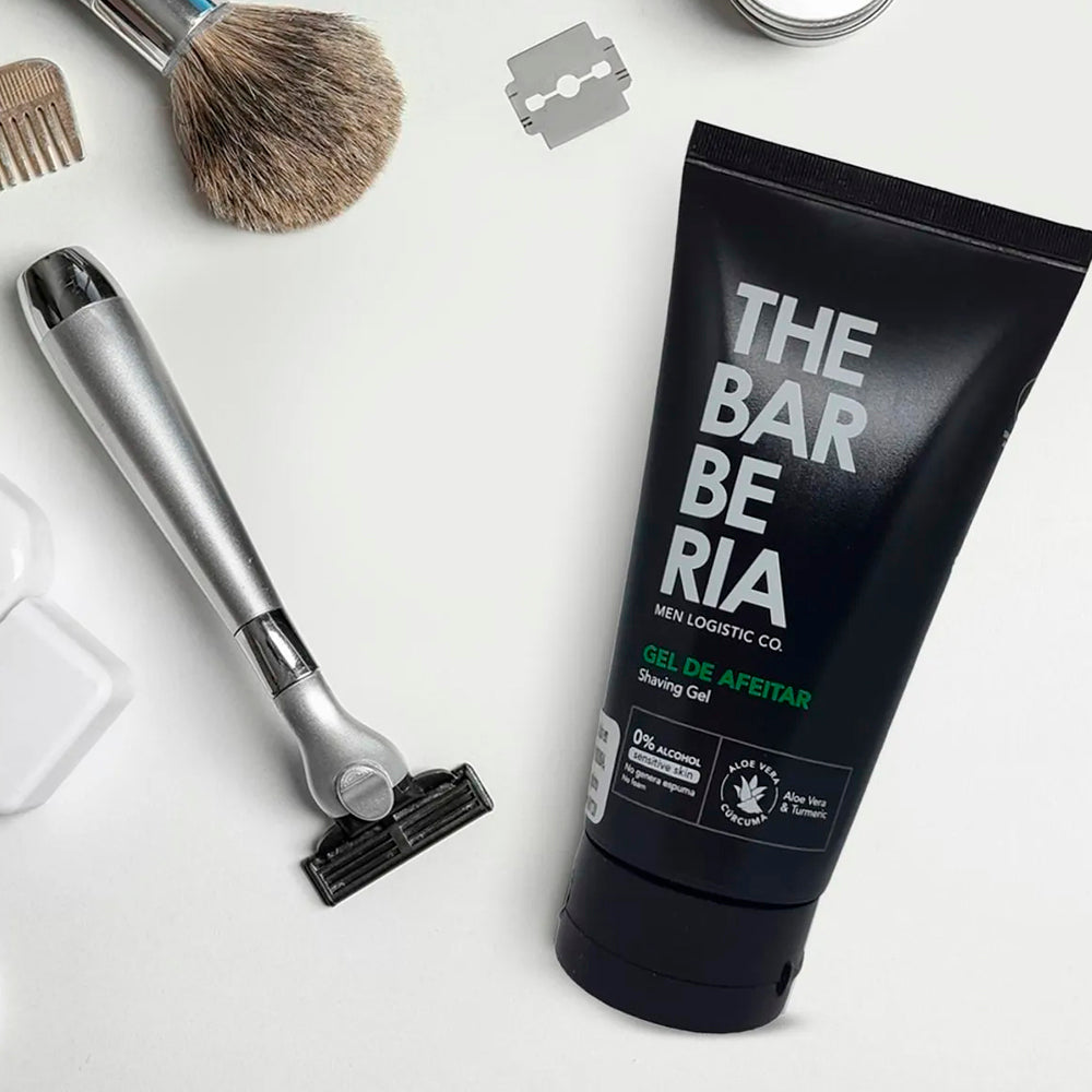 The Barberia Shaving Gel, 5 fl oz 0% alcohol, Aloe Vera & Turmeric for sensisitve skin