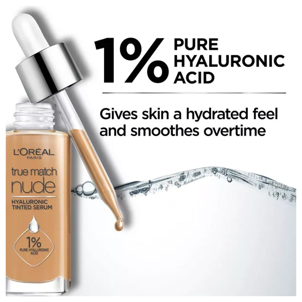 L'Oreal Paris True Match Nude Hyaluronic Tinted Serum Foundation, Medium 4-5, 1 fl. oz.