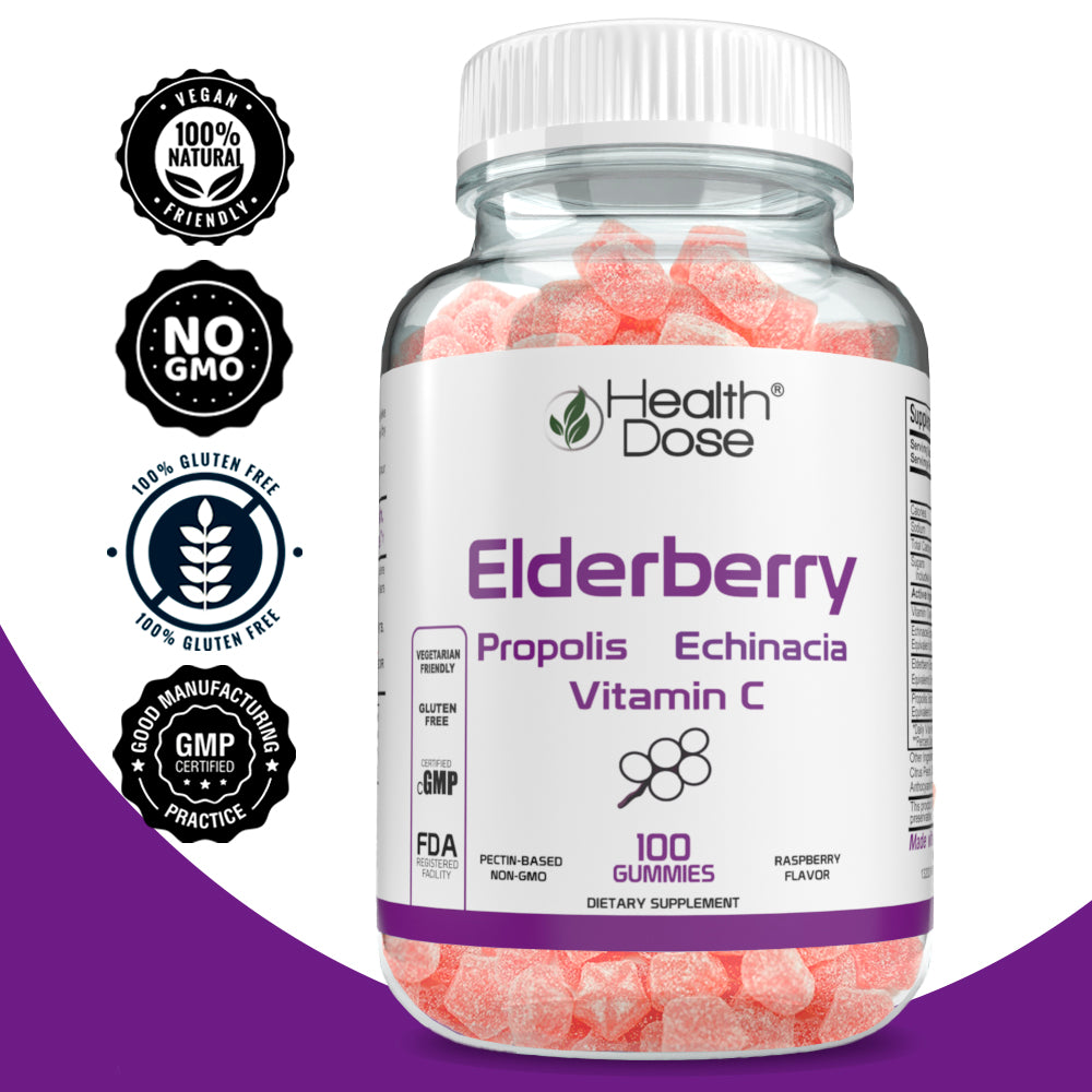 Health Dose Elderberry Adult Gummies x 100 count - Pack of 5