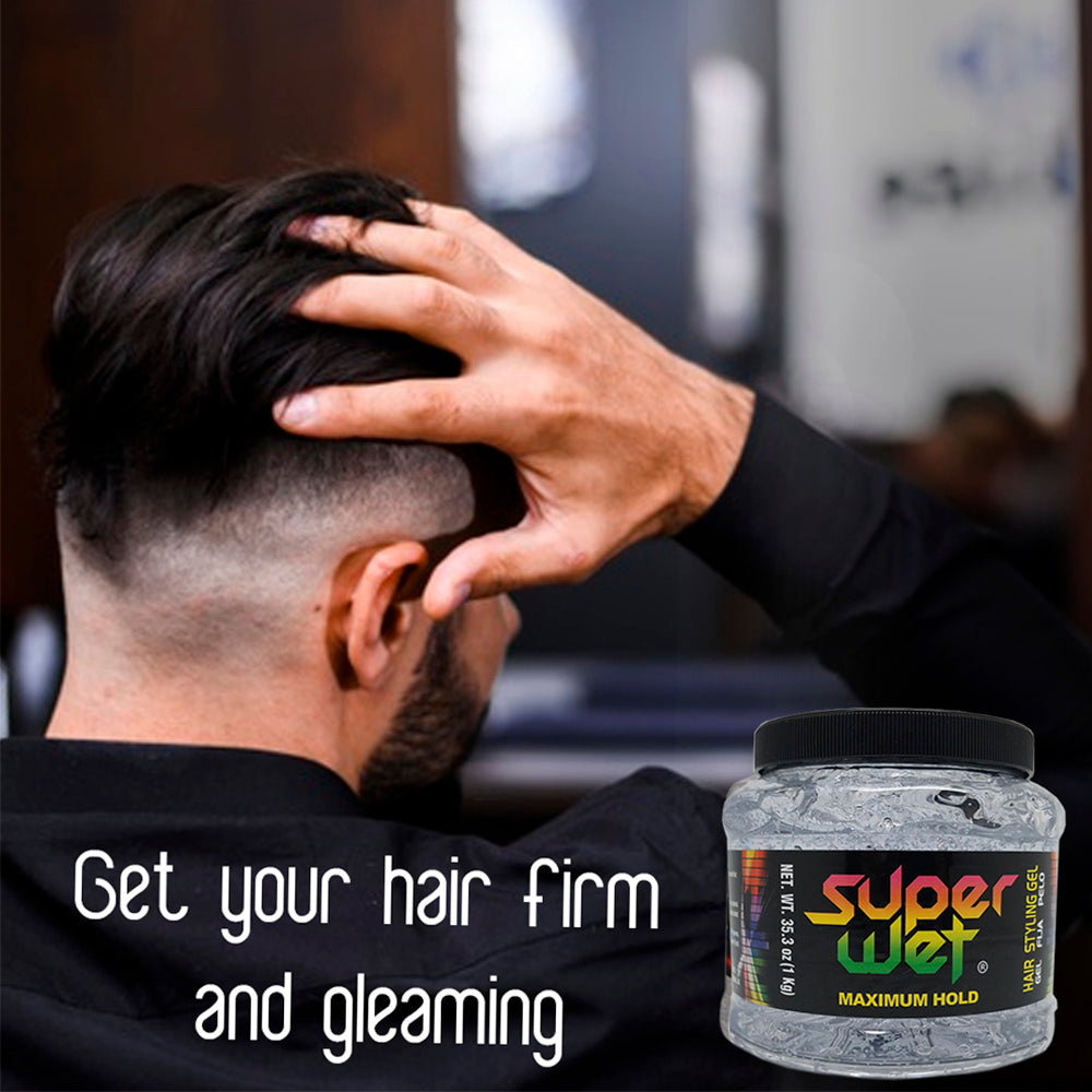 Super Wet Hair Styling Gel Jumbo, 2.2 Lb / 1 Kg. Pack of 3