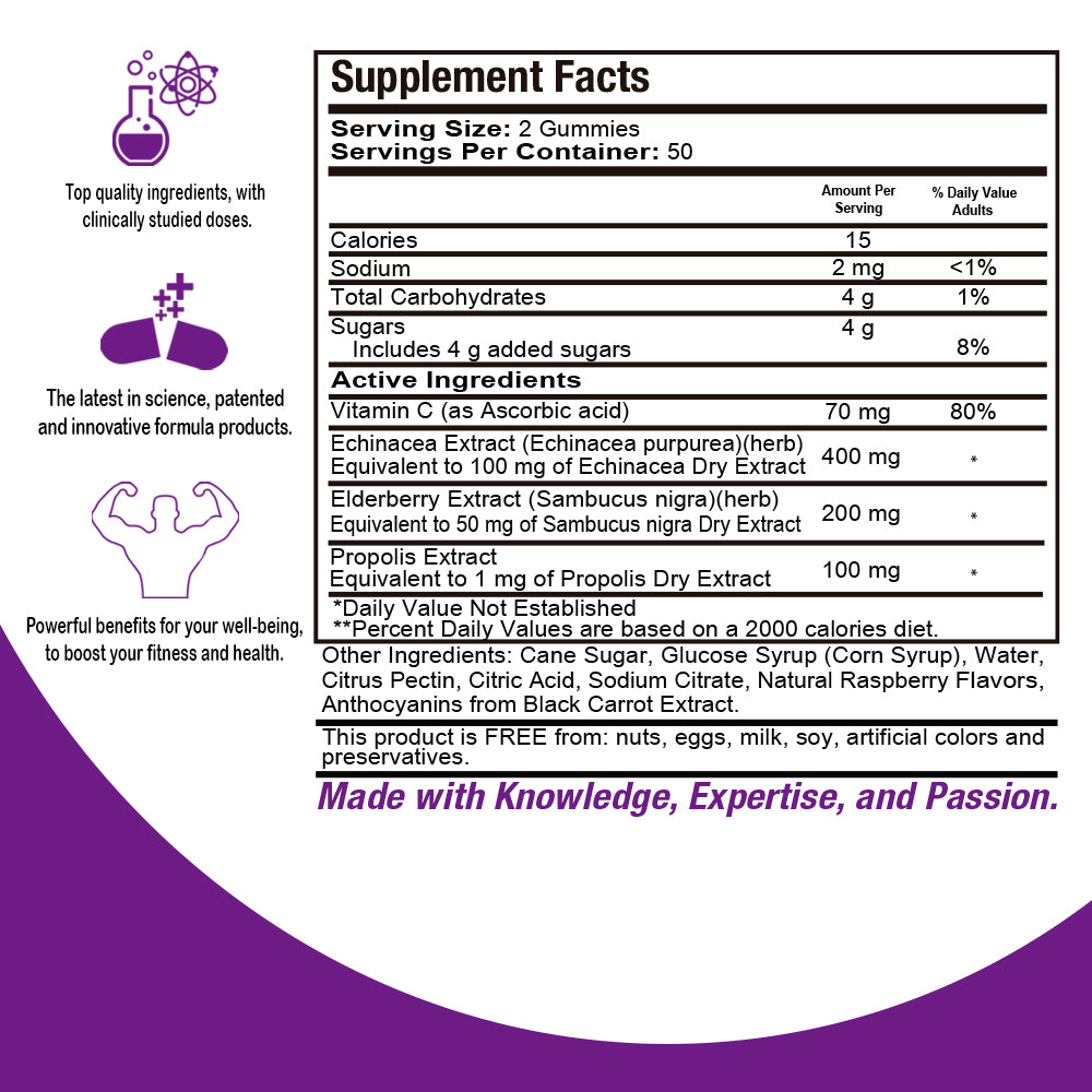 Health Dose Elderberry Adult Gummies x 100 count - Pack of 2
