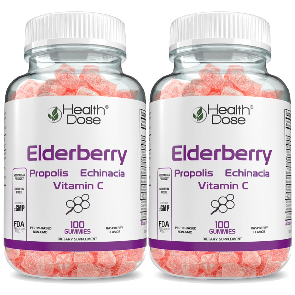 Health Dose Elderberry Adult Gummies x 100 count - Pack of 2