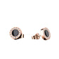 Bering Set. Rose Gold Steel, Black Ceramic Necklace and Ear Studs. 427-707-Black