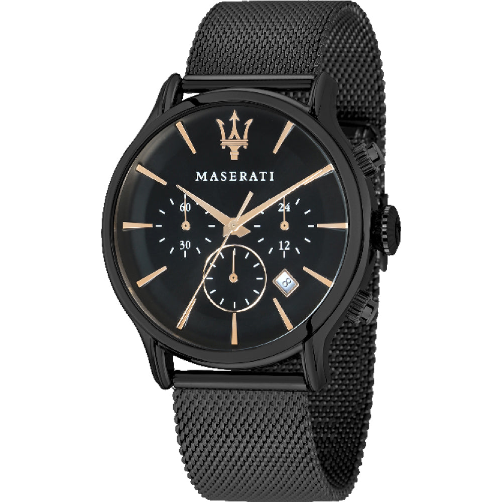 Maserati Epoca Black Steel Case with Milanese Strap Men's Watch. R8873618006