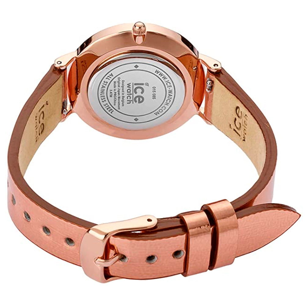 ICE City Sparkling Rose Stainless Steel and Leather Strap Women's Watch. 015085