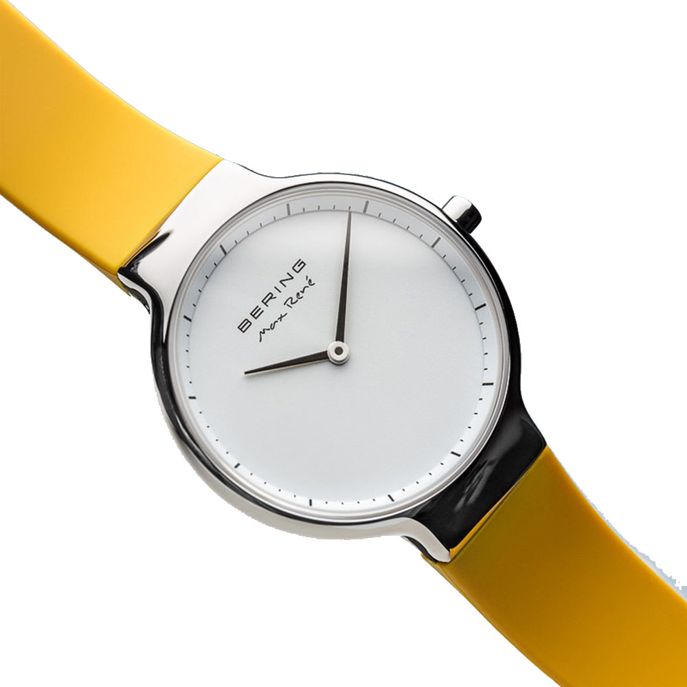 Bering Time Max René Coll. Silicone Bands Women Watch Silver/Yellow 15531-600