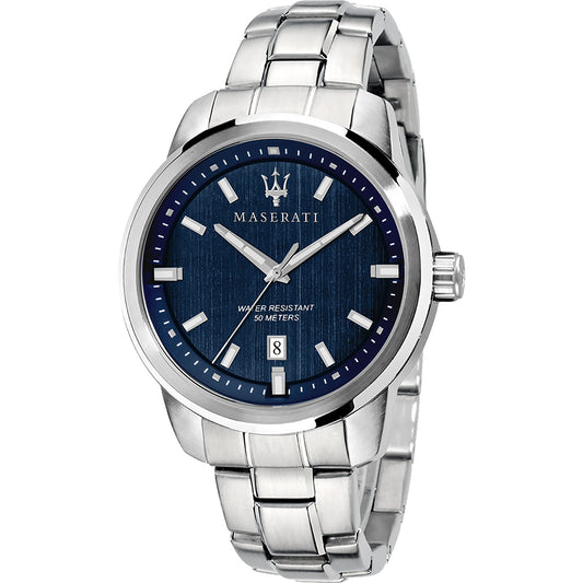 Maserati Successo Silver Stainless Steel & Strap Quartz Men's Watch. R8853121004