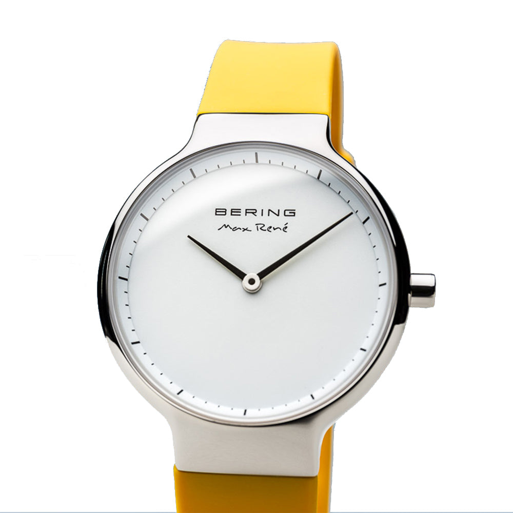 Bering Time Max René Coll. Silicone Bands Women Watch Silver/Yellow 15531-600