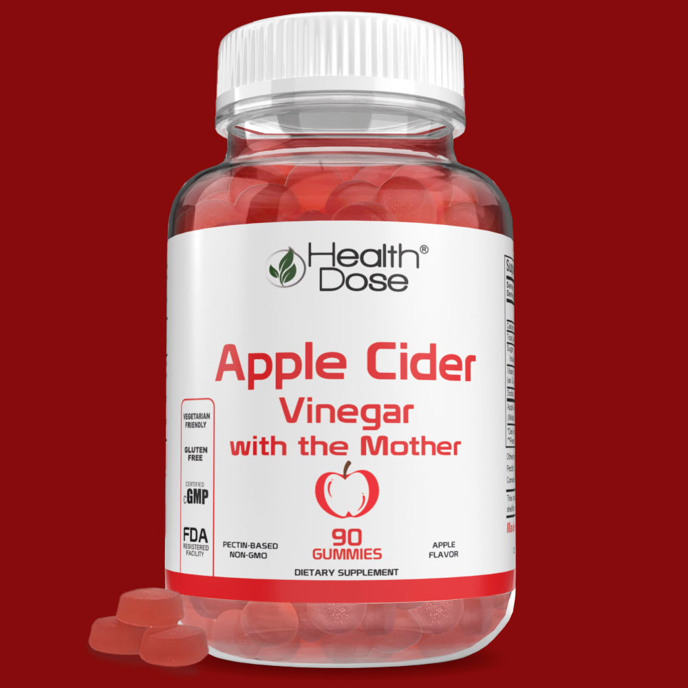 Health Dose Apple Cider Vinegar Gummies with the Mother. Weight Loss. 90 Ct