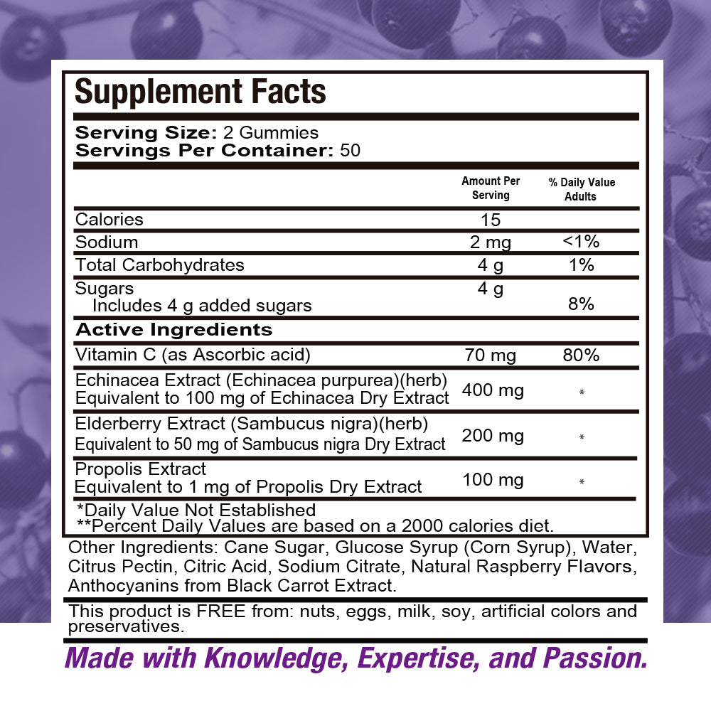 Health Dose Elderberry Gummies. Immune System Support. For Adults. 100 Gummies