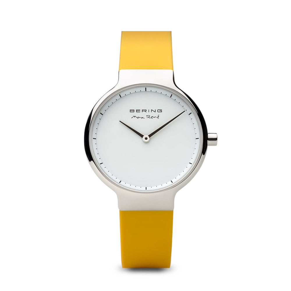 Bering Time Max René Coll. Silicone Bands Women Watch Silver/Yellow 15531-600