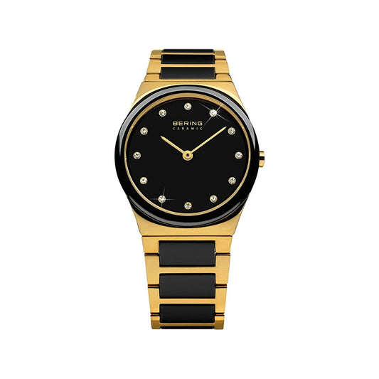 Bering Time Gold Steel Case & Strap with Ceramic Links Women's Watch. 32230-741