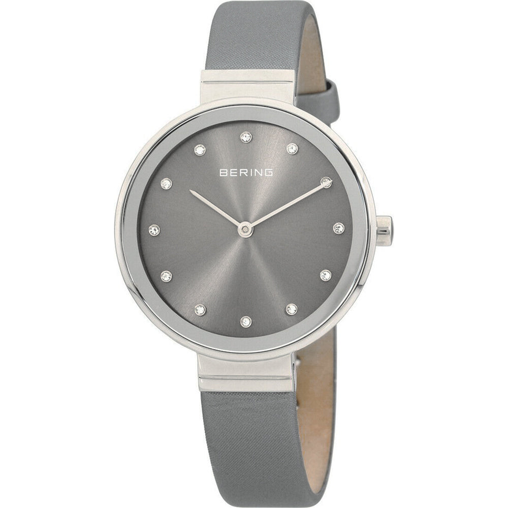 Bering Time Classic Silver Steel Case and Grey Strap Women's Watch. 12034-609