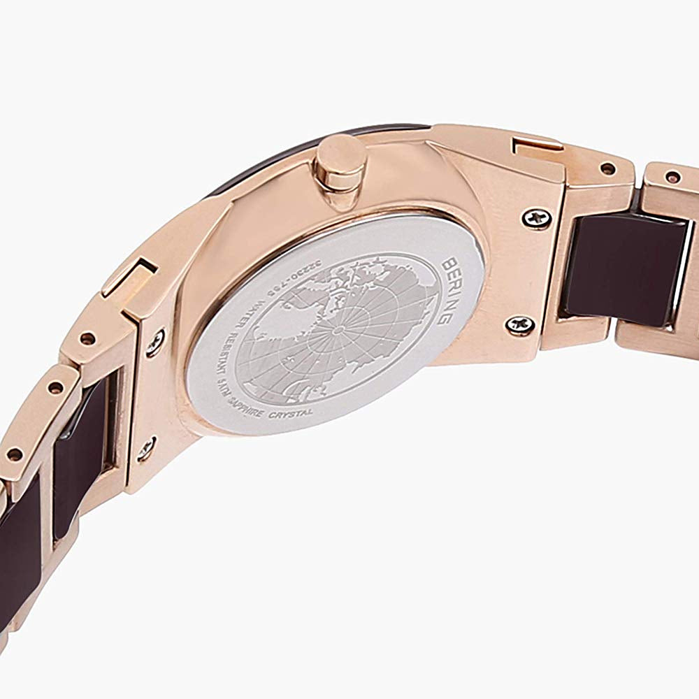 Bering Time Ceramic Rose Gold Steel with Ceramic Links Women's Watch. 32230-765