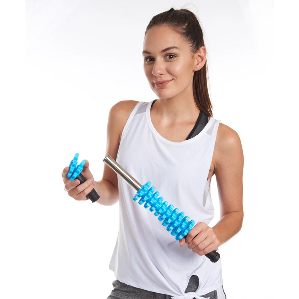 EDX - Customizable 12 Roller Massage Stick. Blue