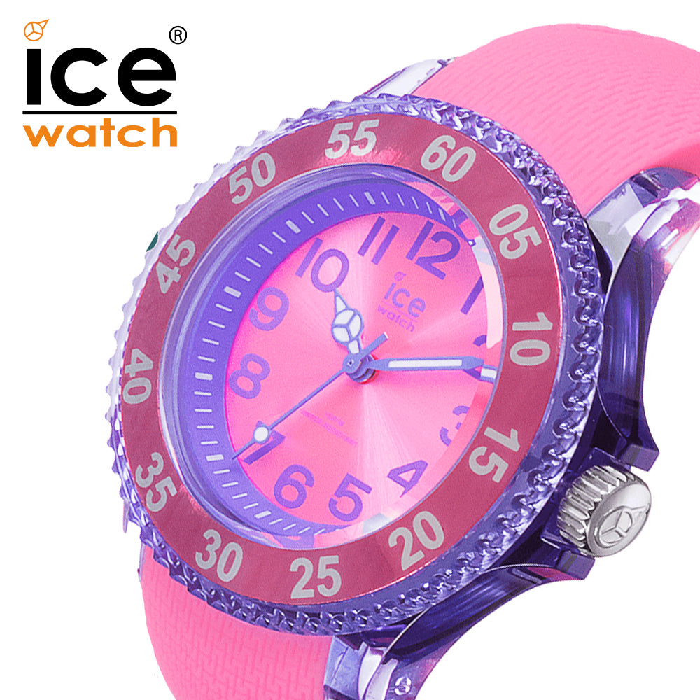 ICE Cartoon Purple Stainless Steel Case & Pink Silicon Strap Girls Watch. 017729