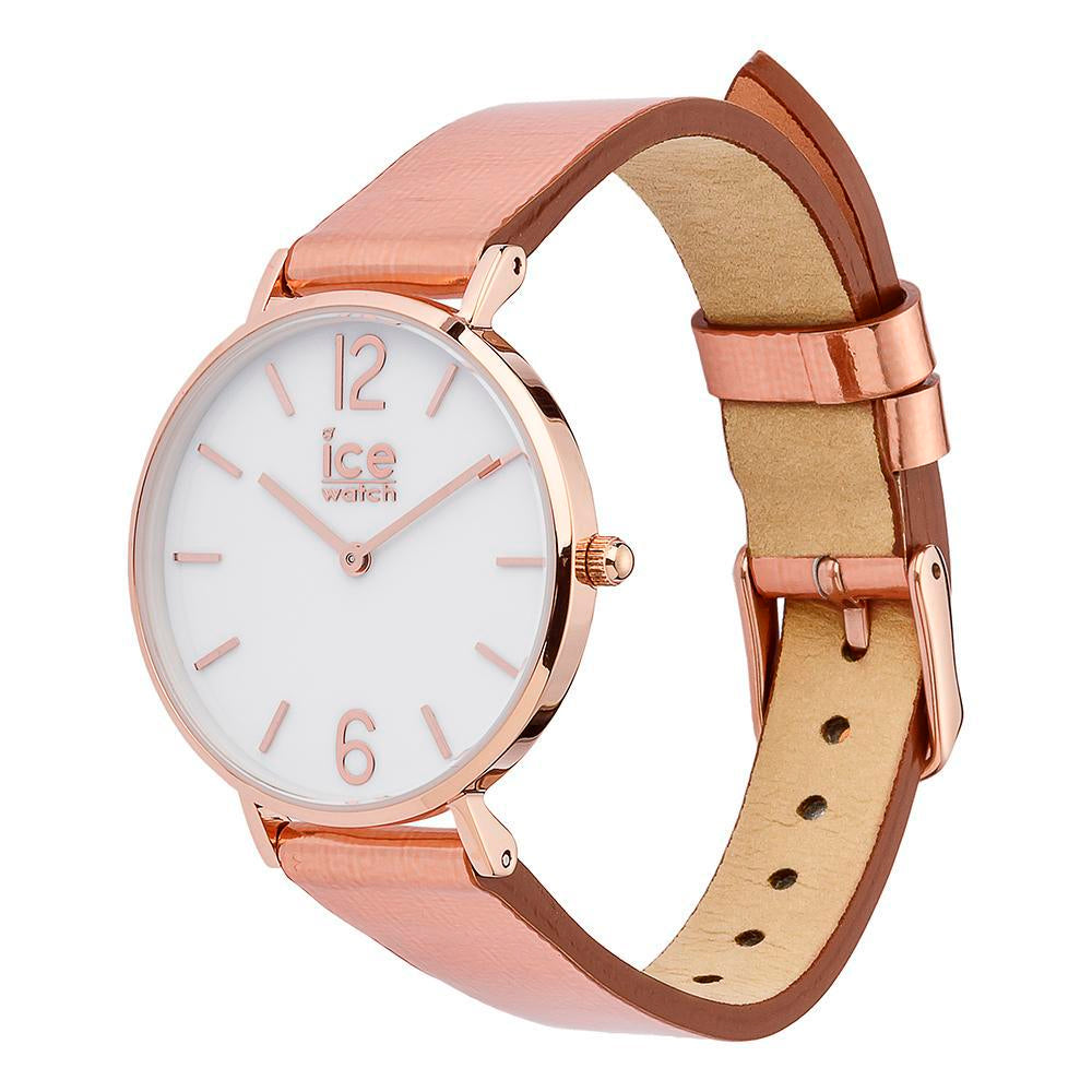 ICE City Sparkling Rose Stainless Steel and Leather Strap Women's Watch. 015085