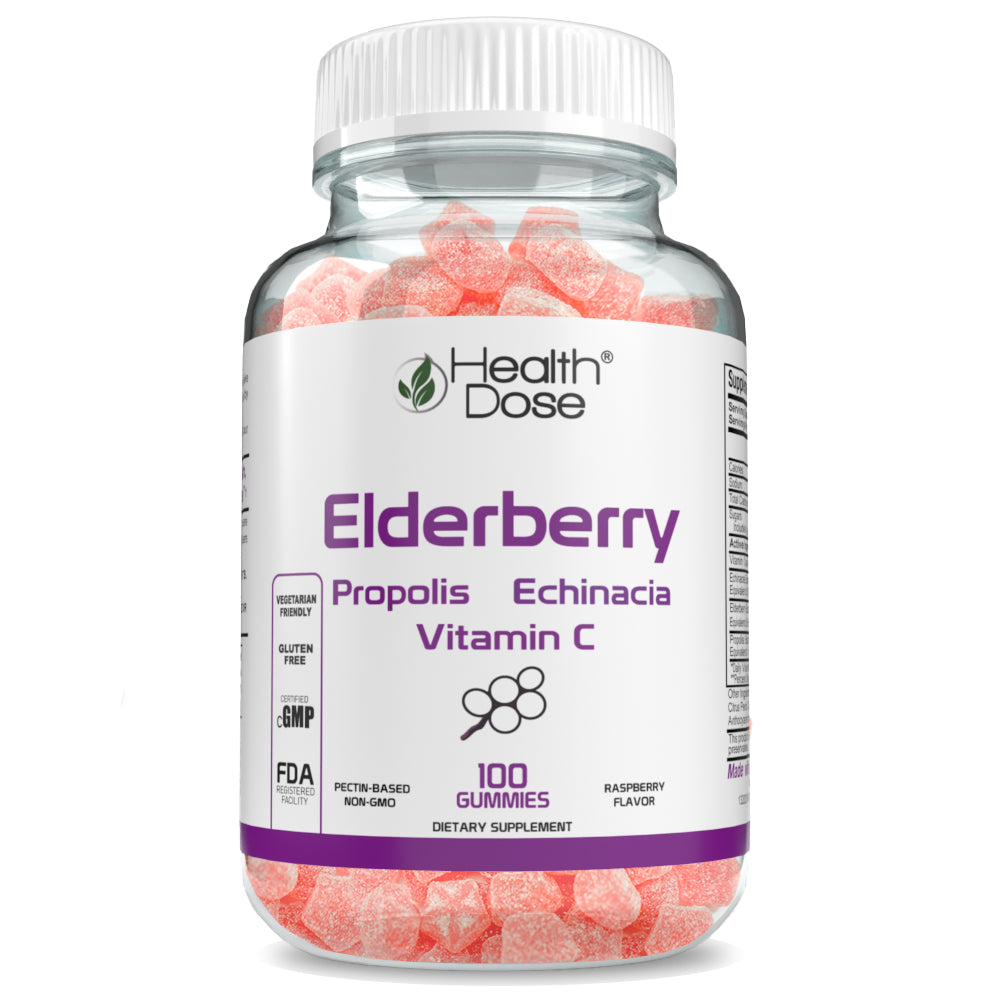 Health Dose Elderberry Gummies. Immune System Support. For Adults. 100 Gummies