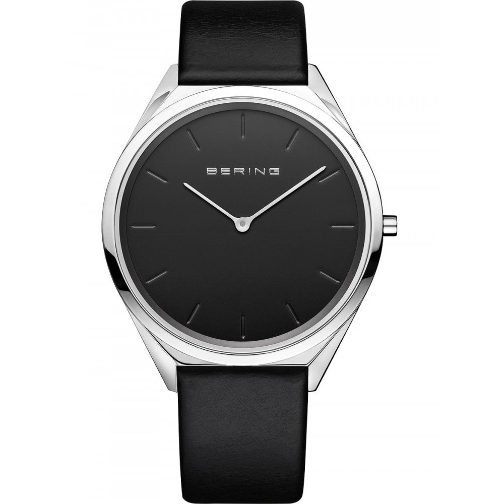 Bering Time Classic Silver Steel Case with Black Dial Unisex Watch. 17039-402