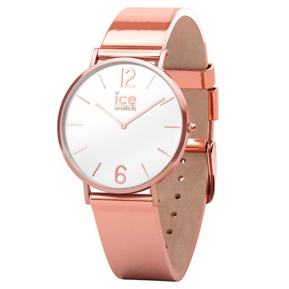 ICE City Sparkling Rose Stainless Steel and Leather Strap Women's Watch. 015085