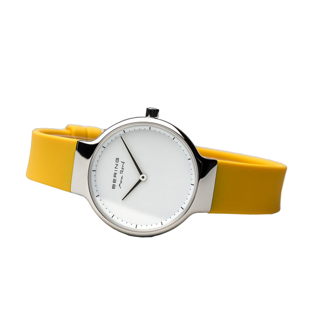 Bering Time Max René Coll. Silicone Bands Women Watch Silver/Yellow 15531-600