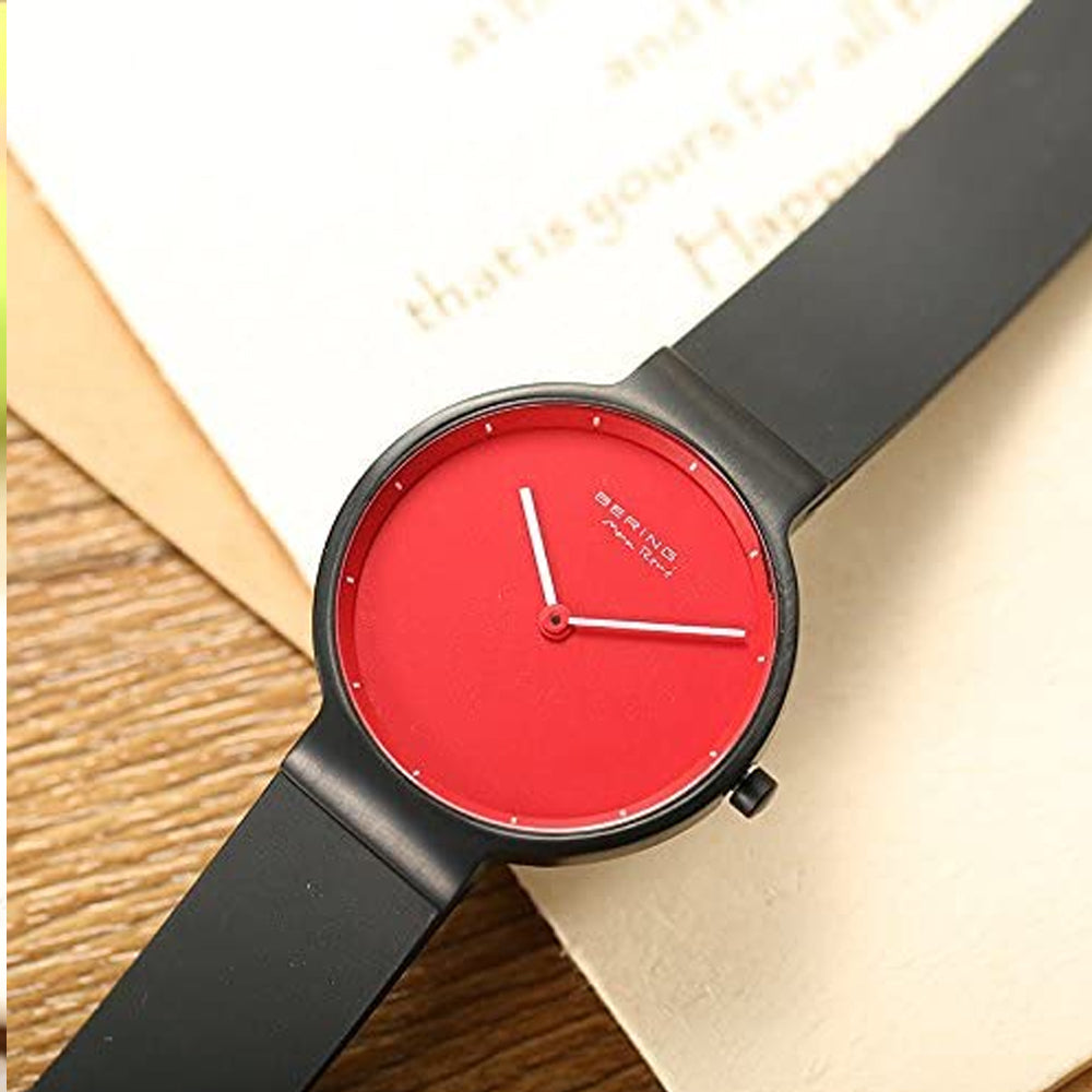 Bering Time Max Rene Black Steel & Black Silicone Strap Women's Watch. 12631-823