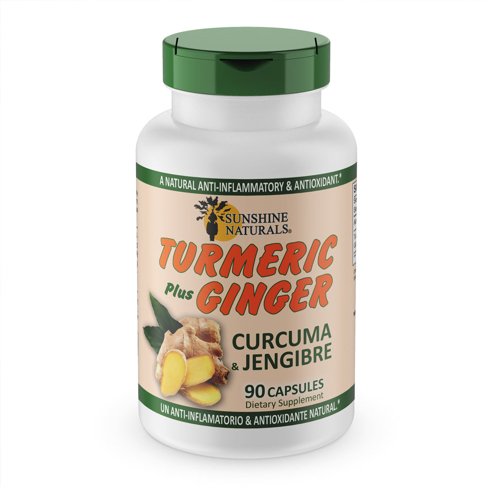 Sunshine Naturals Turmeric plus Ginger Supplement. Strong Antioxidant. 90 Caps