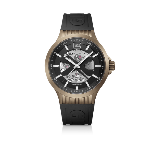 Glock Precision Watch. Khaki Steel Case / Black Silicone Strap 14-2-24