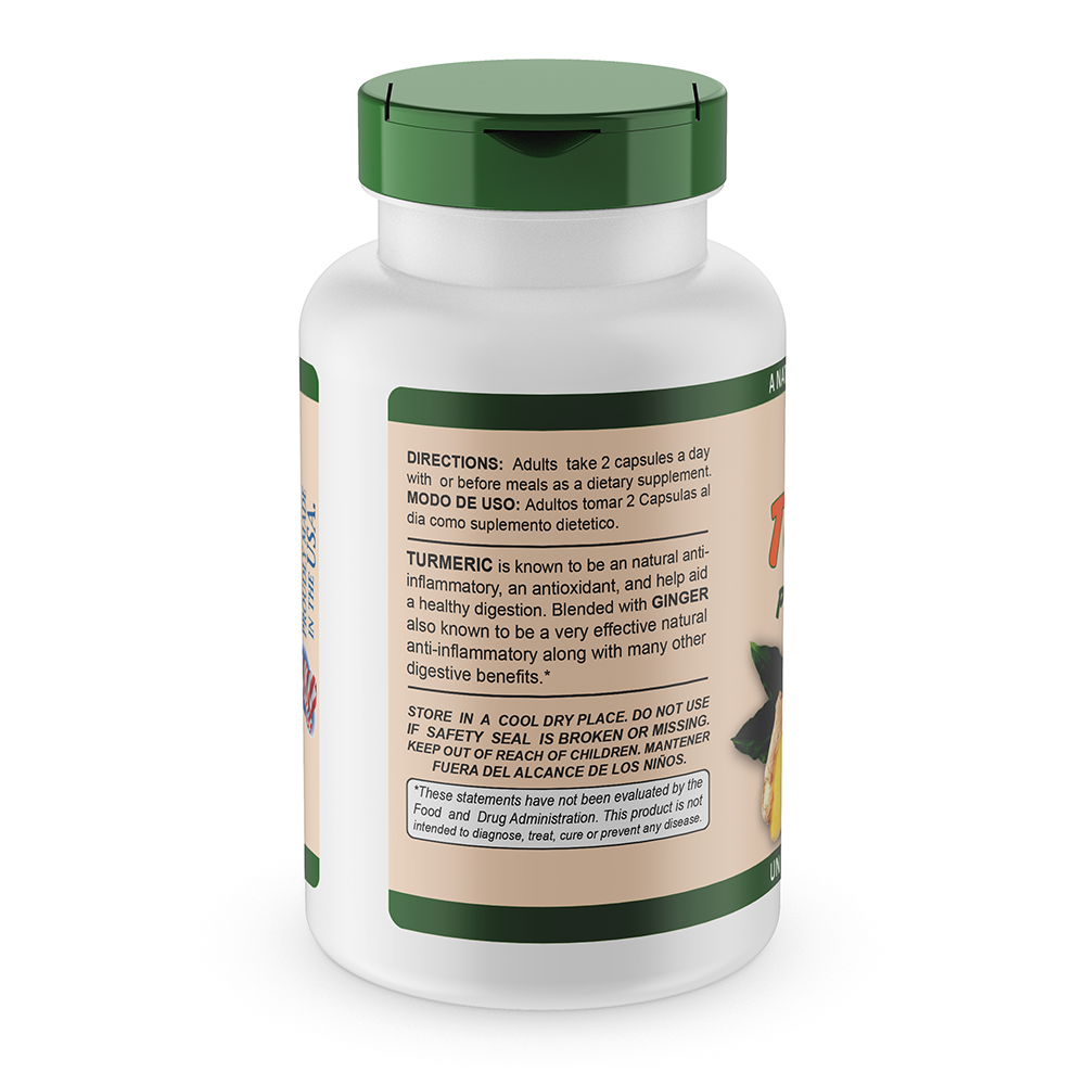 Sunshine Naturals Turmeric plus Ginger Supplement. Strong Antioxidant. 90 Caps