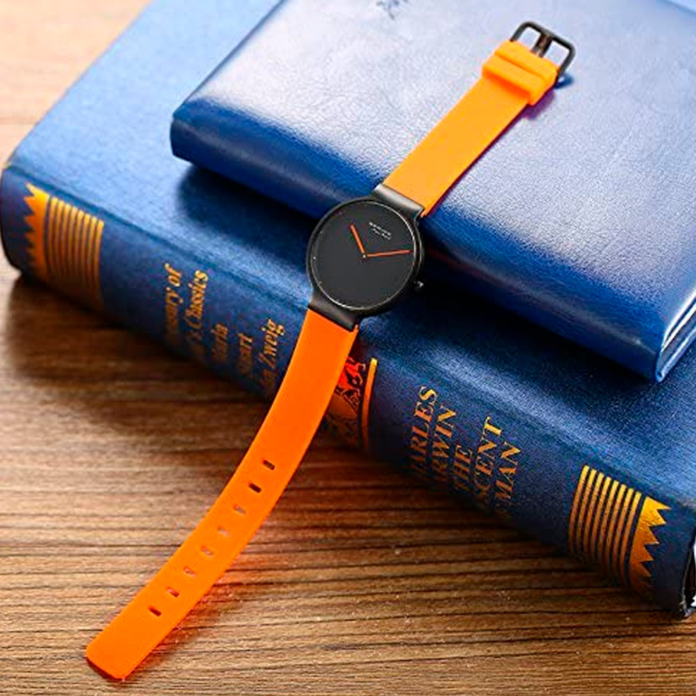 Bering Time Max Rene Black Steel with Orange Rubber Strap Men's Watch. 12631-828