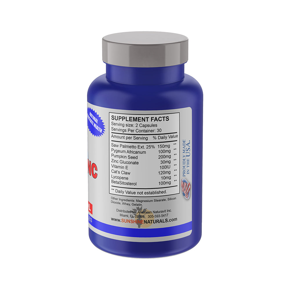 Sunshine Naturals Prostazinc Supplement. Promotes Good Prostate Health. 60 Caps