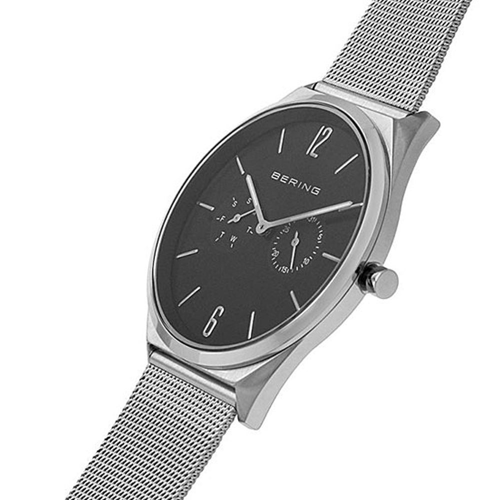 Bering Time Ultra Slim Silver Steel Case and Black Dial Unisex Watch. 17140-002