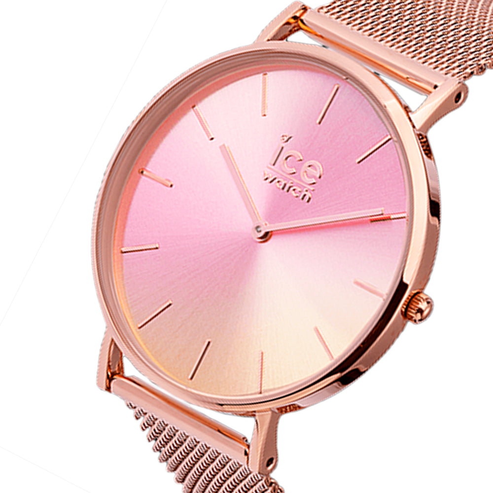 ICE City Sunset Rose Gold Stainless Steel & Milanese Strap Women's Watch. 016025