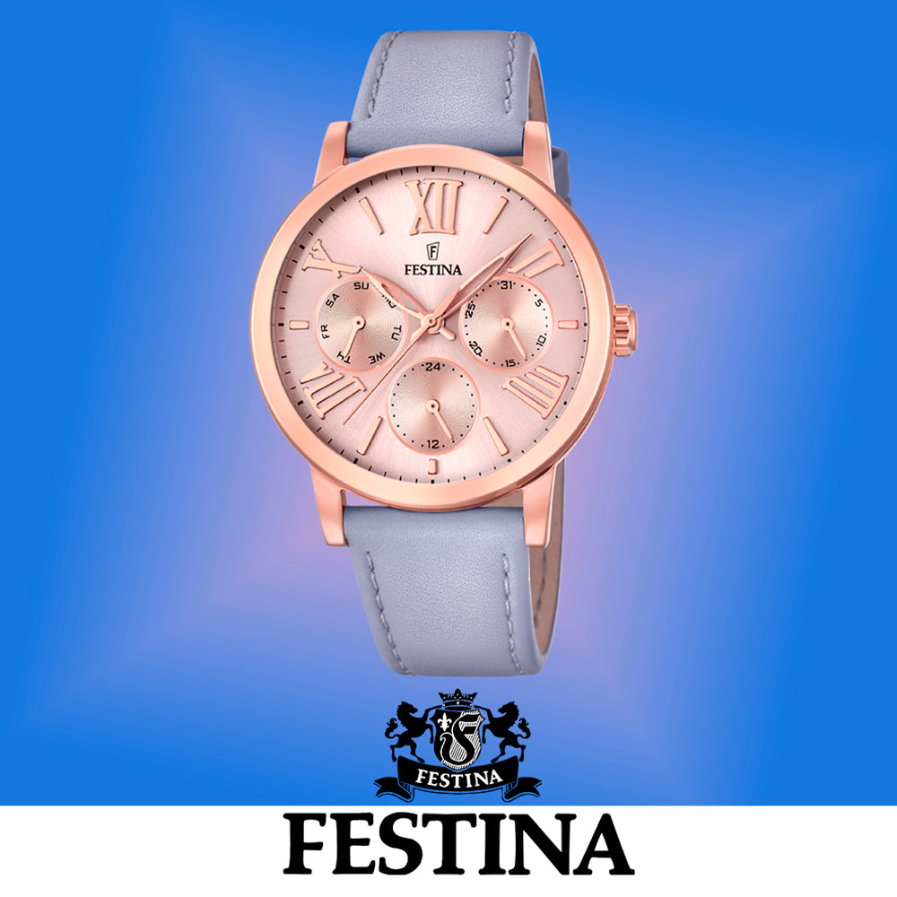 Festina Rose Gold Stainless Steel Case and Leather Strap Women's Watch. F20417-1