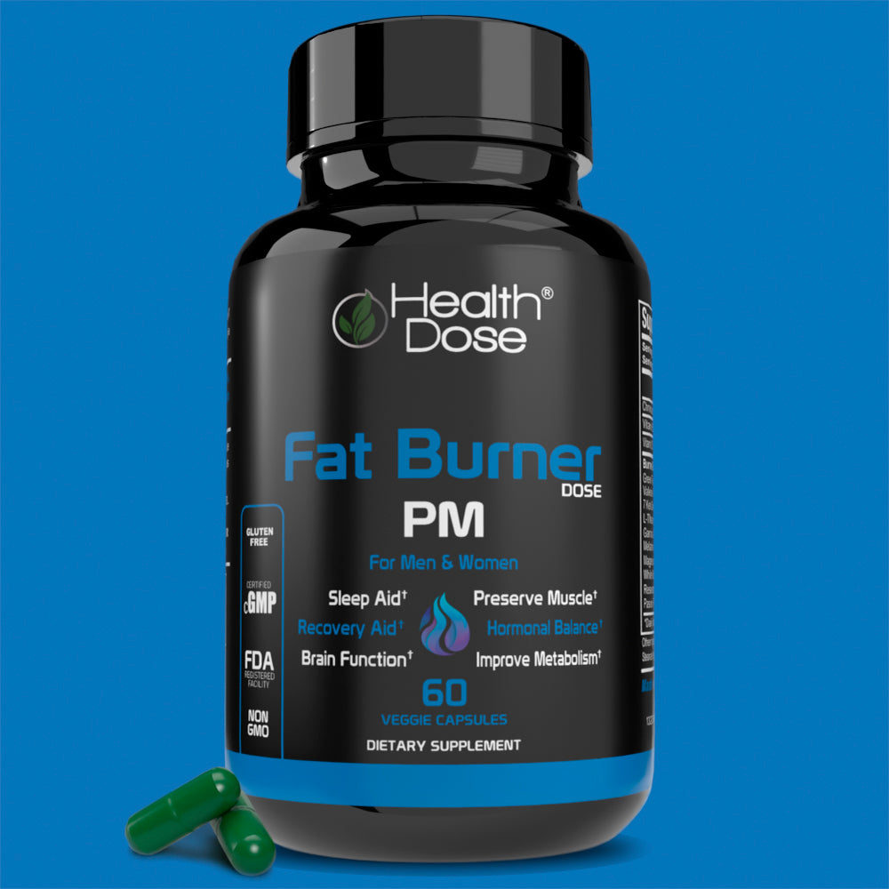 Health Dose Fat Burner PM. Sleep Aid & Brain Function Boost. 60 Capsules