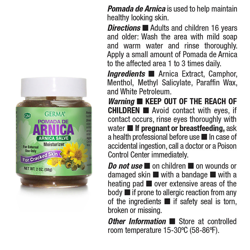 Germa Arnica Ointment, Pain Relief/Pomada de Arnica, Alivio de Dolor - Black 2oz - SotoDeals