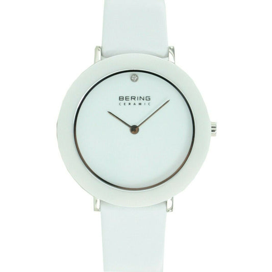 Bering Time Ceramic Stainless Steel Case & White Strap Women'S Watch. 11435-654